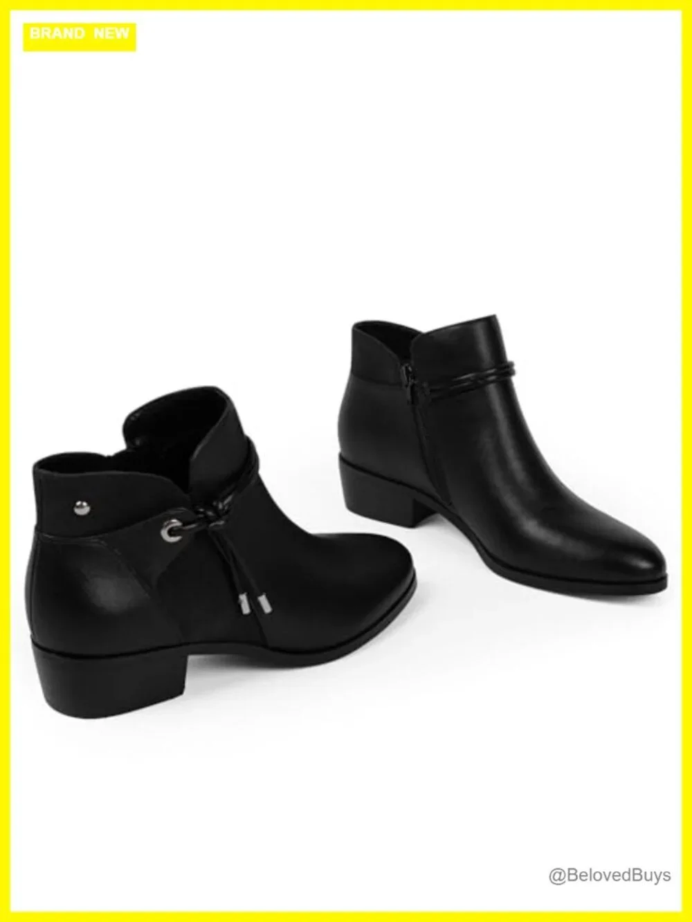 Faux Leather Round Toe Ankle Booties Low Heel Side Zipper